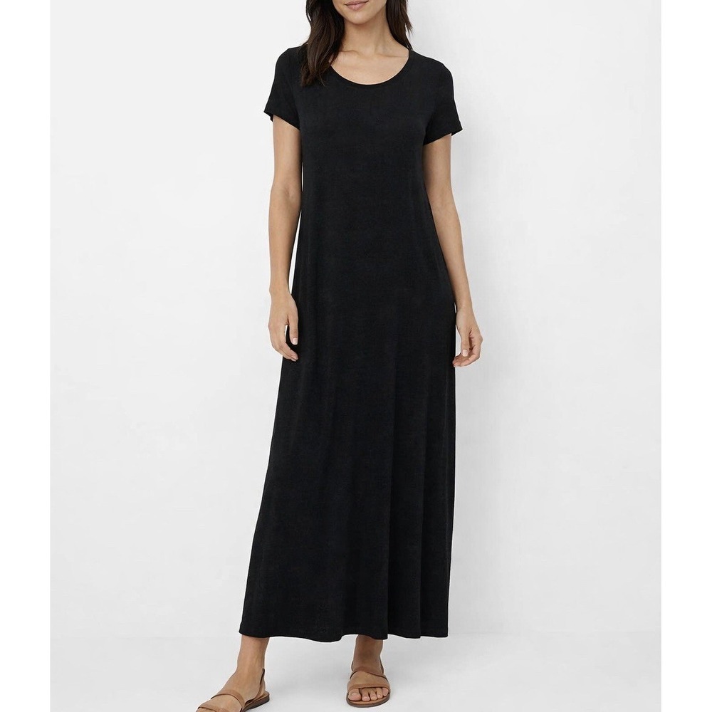Eileen Fisher Gray Maxi T-Shirt Dress - Picture 8 of 8